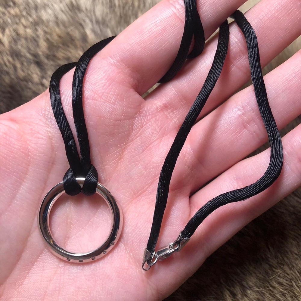 Vintage sterling silver Haltom’s circular diamond necklace